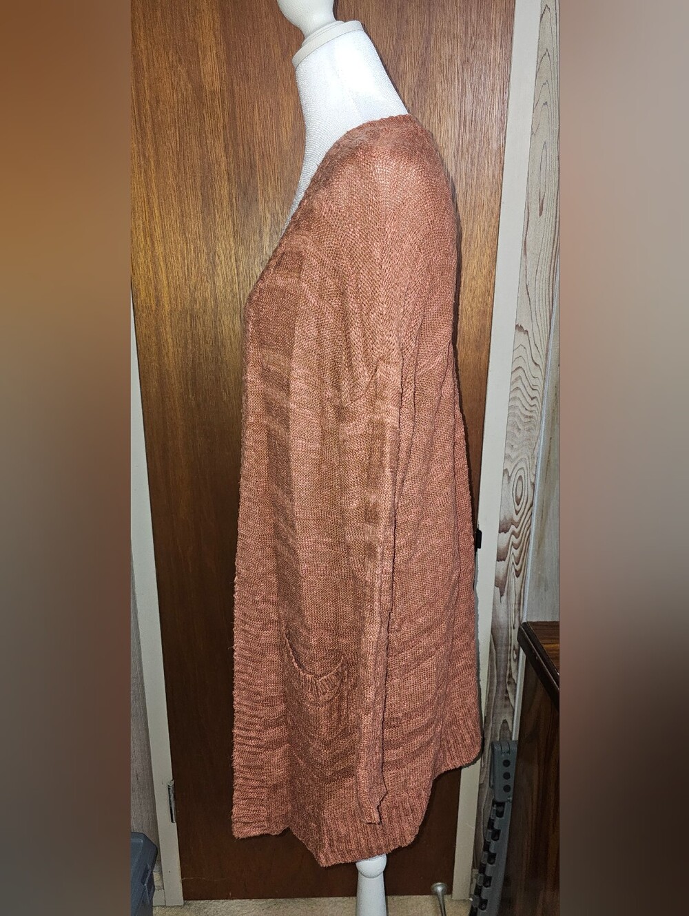 Pink Rose Rust Open-Front Knit Cardigan - Picture 2 of 4